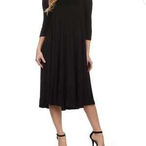 NWOT 3x black light weight stretch 3/4 sleeve dress